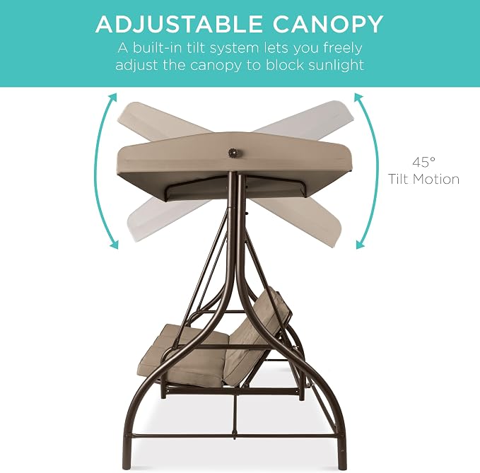 Best Choice Products 3-Seat Outdoor Large Converting Canopy Swing Glider - Image 5