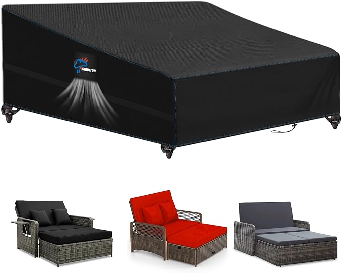 SIRUITON Garden Patio Rattan Daybed Cover Patio Bed Cover 61" W x 48" D x 37" H by SIRUITON