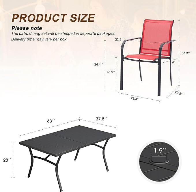 VICLLAX 7 Pieces Patio Outdoor Dining Set - Image 8