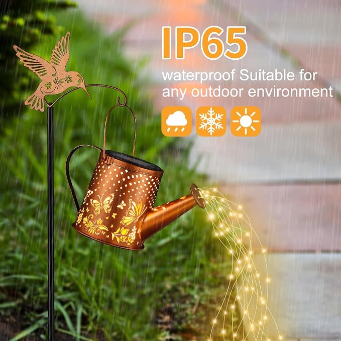 Outdoor Hanging Solar Lantern Waterproof Set Outside Metal Openwork Butterfly - Image 3