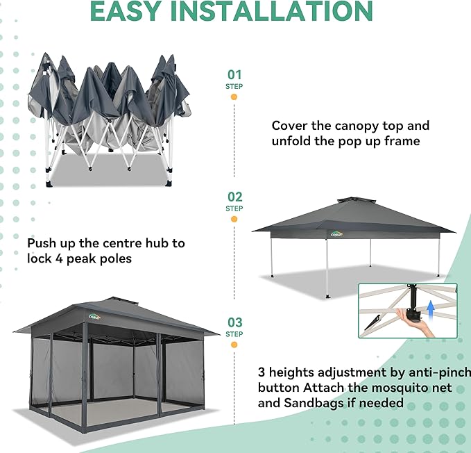 COBIZI 13x13 FT Pop up Gazebo on Clearance - Image 7
