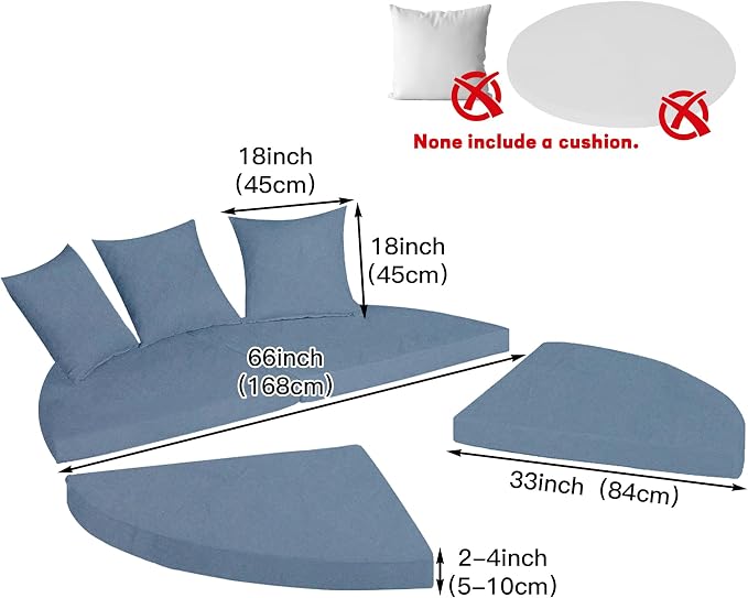 66" Round Daybed Cushion Cover & 3 Pillow Covers Set - Image 2