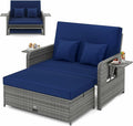 LDAILY Moccha Outdoor Daybed, Wicker Loveseat Sofa Set by LDAILY