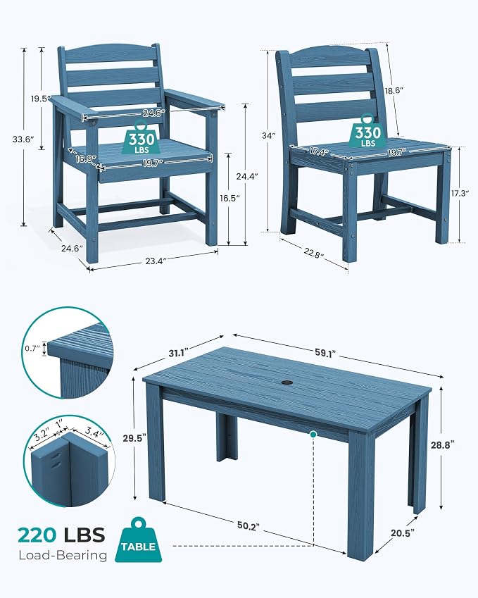 SERWALL Outdoor Dining Sets for 10, HDPE Dining Sets for 10 Person - Image 5