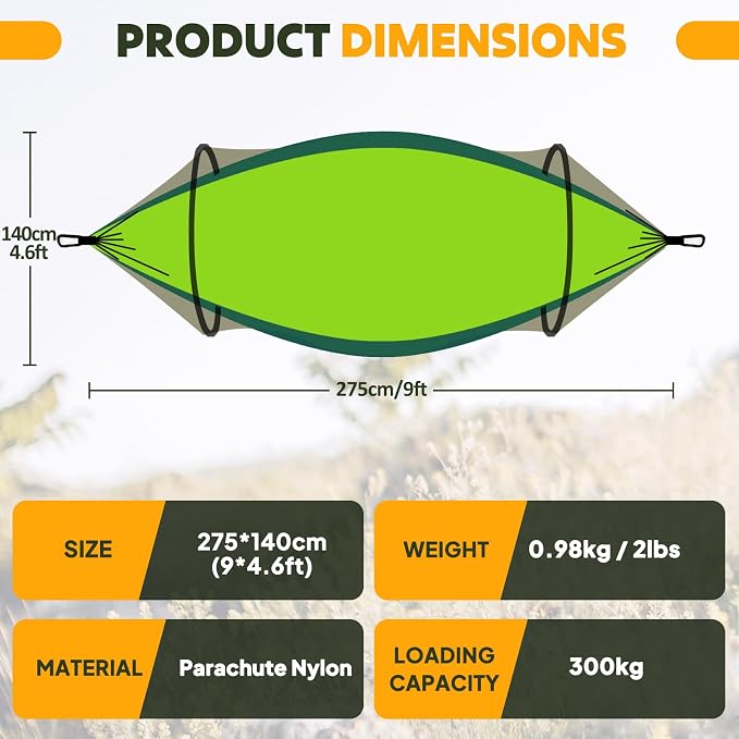 Chihee Ultra-Light Travel Camping Hammock Pop-up Net Hammock 660lbs Load - Image 3