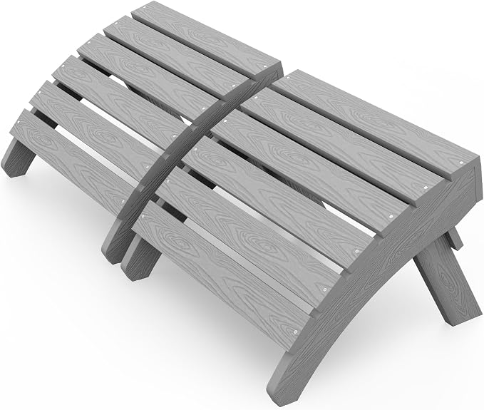 MXIMU Folding Adirondack Ottoman Set of 2: HIPS Plastic Outdoor Footrest Easy by MXIMU
