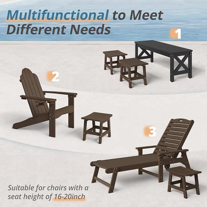 LUE BONA Outdoor Adirondack Ottomans, Footrest Footstool Set of 2, Outdoor Foot - Image 6