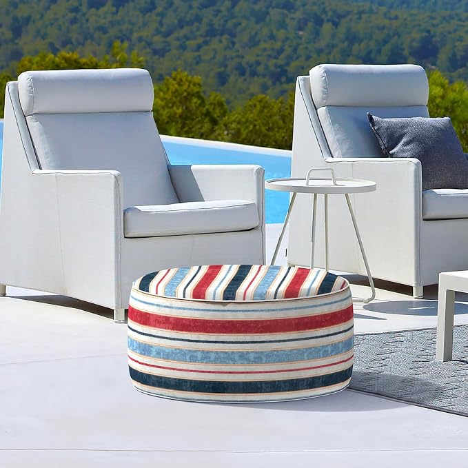 LVTXIII Outdoor Inflatable Ottoman, Fade-Resistant Round Footrest Stool D31”x - Image 7