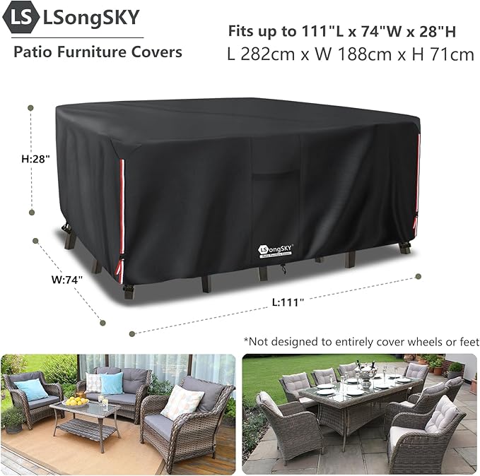 Outdoor Furniture Covers Waterproof, 600D Heavy Duty Patio Furniture Covers - Image 3