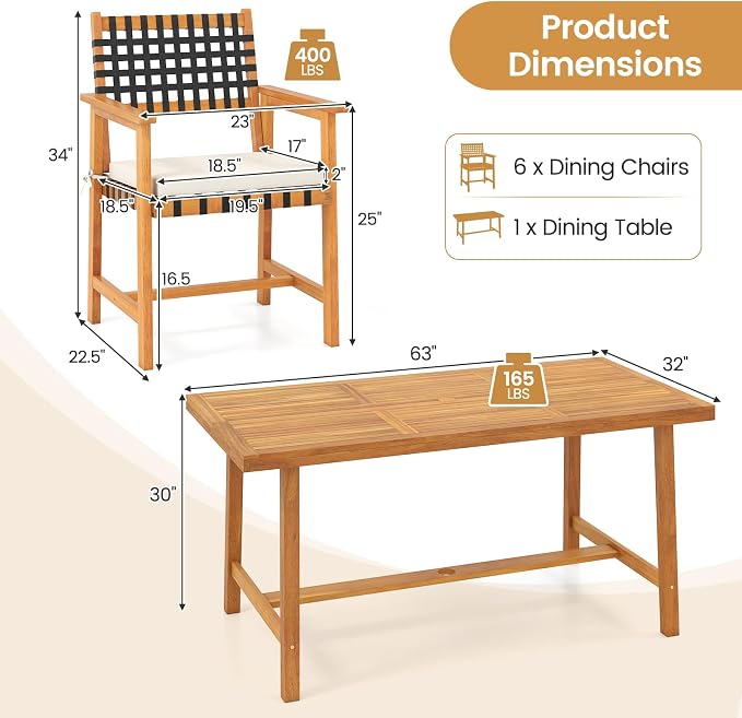 Tangkula 7 Piece Patio Dining Set - Image 9