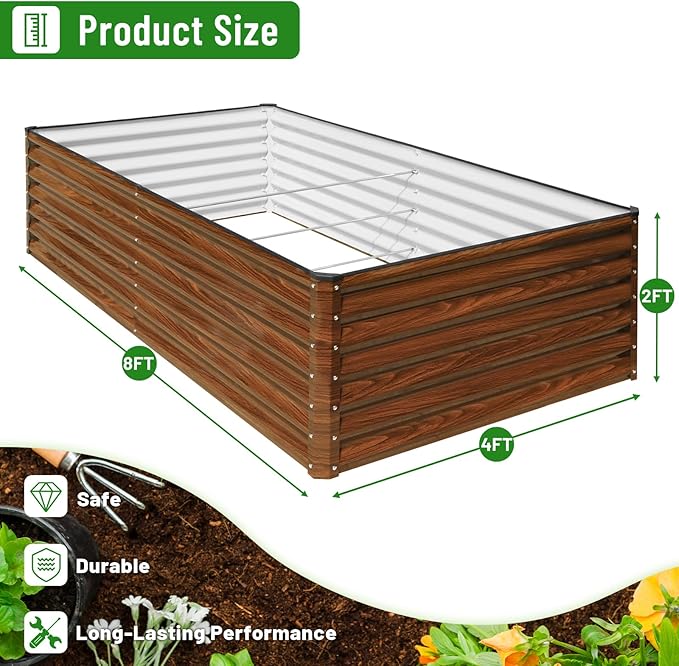 SnugNiture Galvanized Raised Garden Bed 8x4x2FT Outdoor Large Metal Planter Box - Image 2