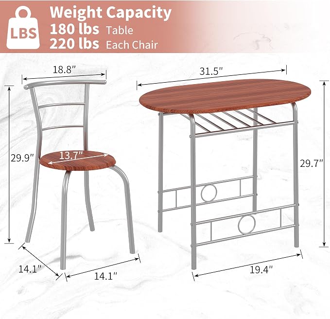 VECELO 3-Piece Dining Table Set - Image 5