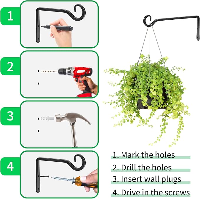 Metal Hanging Plant Hooks, 2 Pack 10 Inch Wall Hooks - Image 6