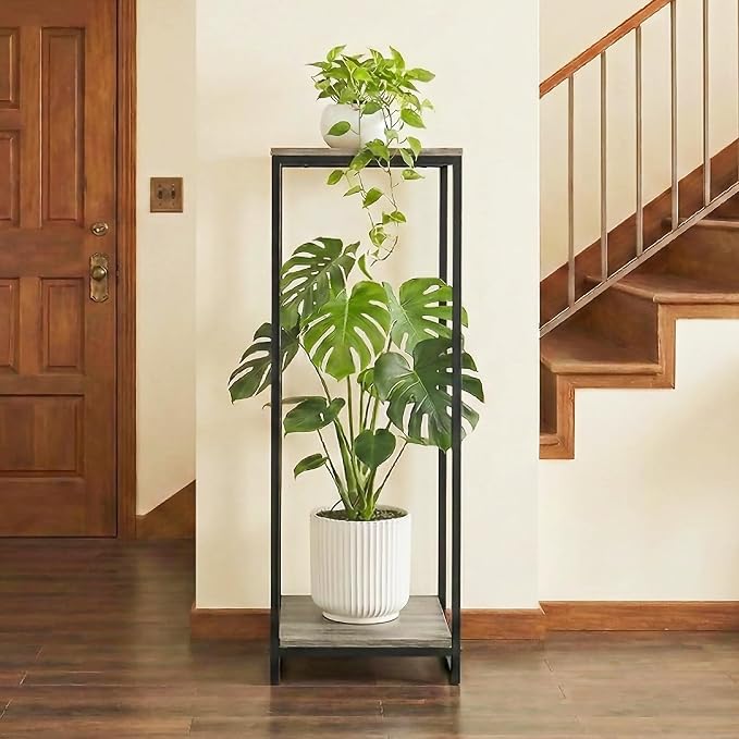 34" Tall Plant Stand Indoor, 2-Tier Modern Plant Shelf, Corner Flower Pot - Image 5