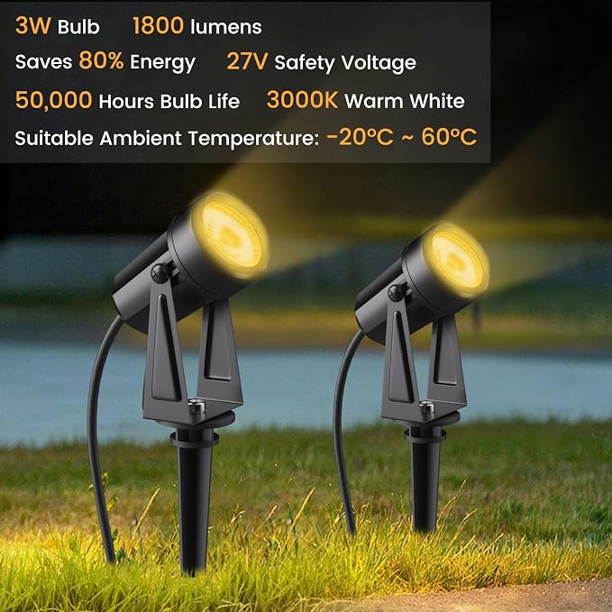Low Voltage Landscape Lighting, 6 Pack Outdoor LED Landscape Spotlights - Image 4