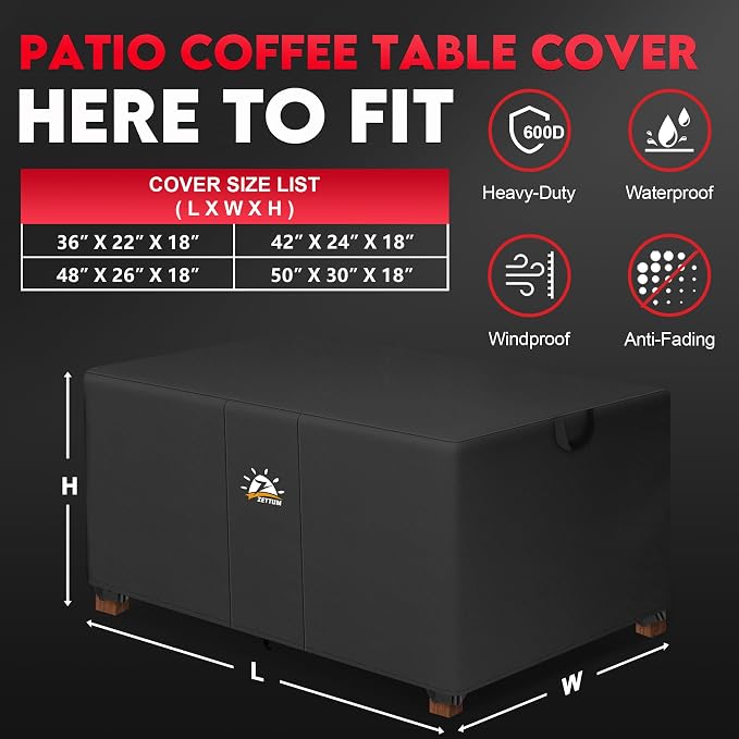 Zettum Outdoor Coffee Table Cover – Coffee Table Cover Rectangle Waterproof & - Image 3