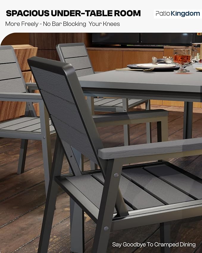 Outdoor Dining Set for 6 with 11FT Umbrella, Aluminum & HDPE Outdoor Table and - Image 5
