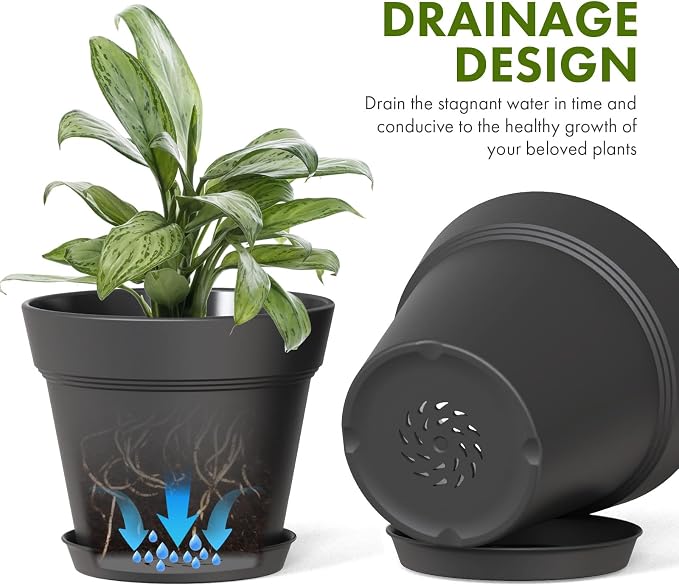 7 Inch Thick Plastic Plant Pots - Image 4