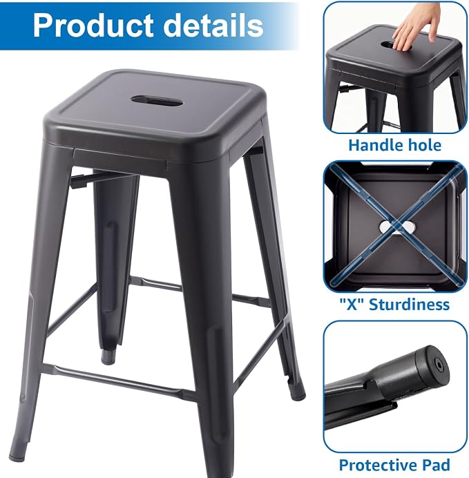 Stackable Metal Bar Stool Backless Indoor-Outdoor Counter Stools Fullmetal - Image 5