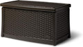 Suncast 30 Gallon Resin Outdoor Patio End Table Storage Box, Made in the USA by Suncast