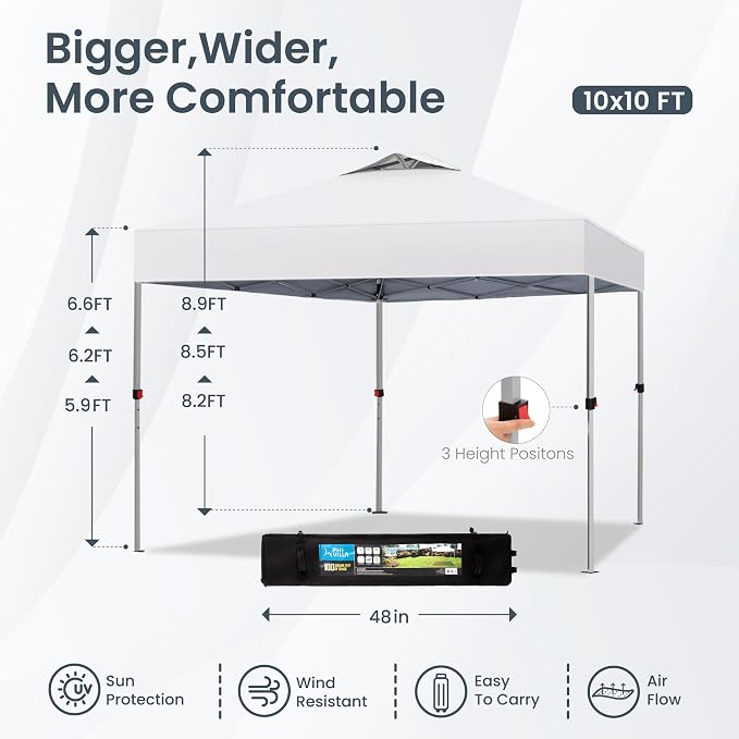 PHI VILLA 10x10 Pop Up Canopy Tent Easy Outdoor Sun Shade - Image 6