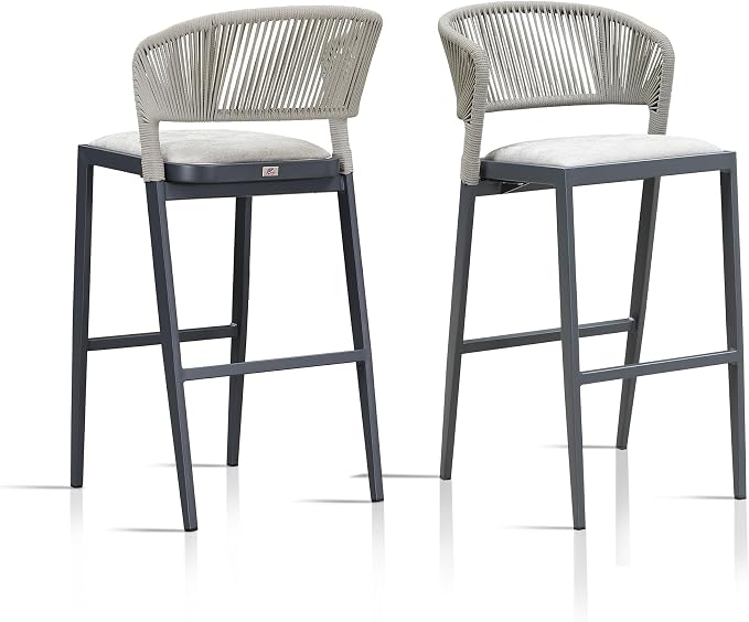 PURPLE LEAF Bar Stool Set of 2 Patio Bar Chairs by PURPLELEAF