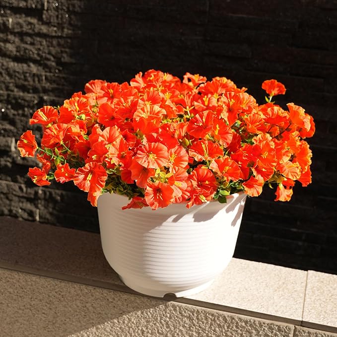 Artificial Flowers for Outdoors, UV Resistant Fake Silk Morning Glory, - Image 6