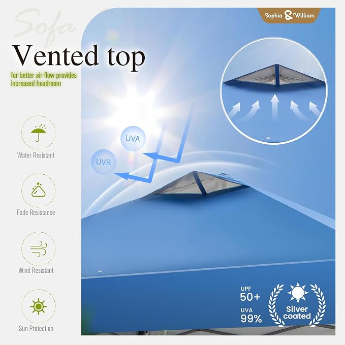 Canopy Tent Pop Up 10x10 ft One Person Push Set Up Tent, Outdoor Canopies - Image 4