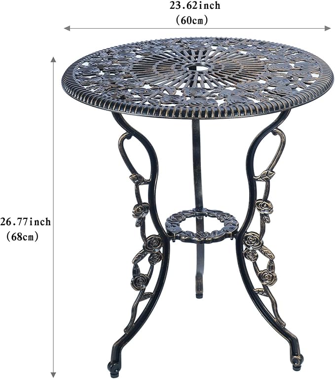 C/G 3 Piece Bistro Set, Outdoor Patio Table, Anti-Rust Cast Aluminum - Image 2