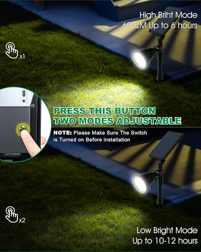 Solar Spot Lights Outdoor Waterproof, 18 LED 2 Mode Brightness Solar Spotlights - Image 3