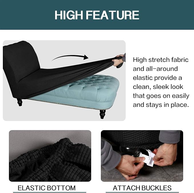FantasDecor Chaise Lounge Cover Stretch Armless Chair Slipcover - Image 5