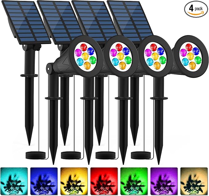 T-SUNUS RGB Solar Landscape Spotlights Christmas, Color Changing Spot Lights by T-SUNUSLighting