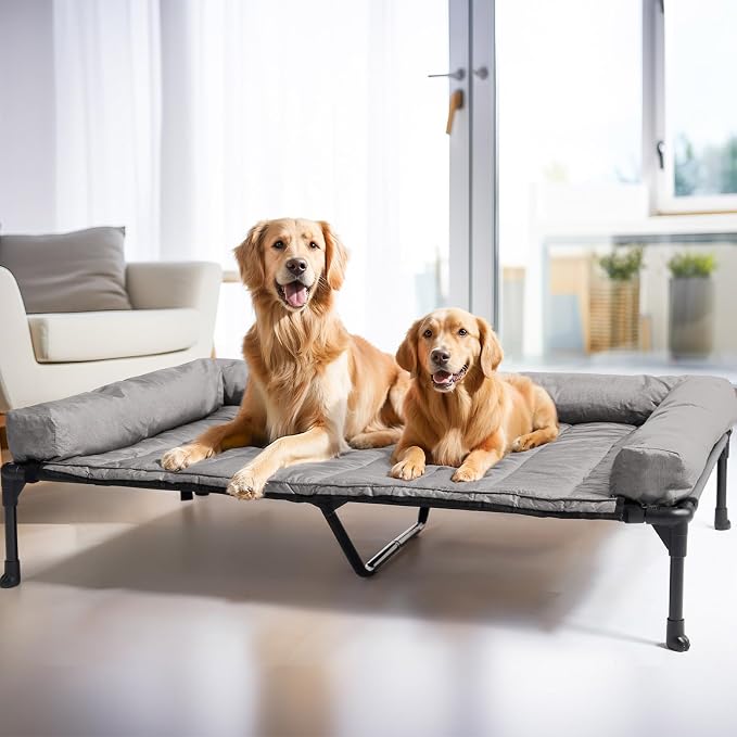 Veehoo Cooling Elevated Dog Bed Add Removable Waterproof Bolster Cushion Mat - Image 6