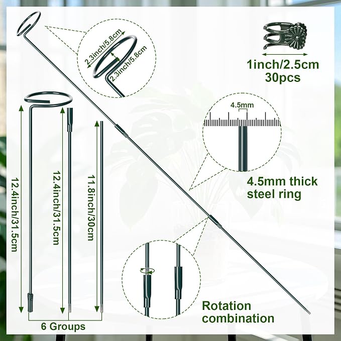Mwellewm 6 Sets Plant Stakes 12/25/36 Inch Adjustable Plant Support Stakes Tall - Image 8