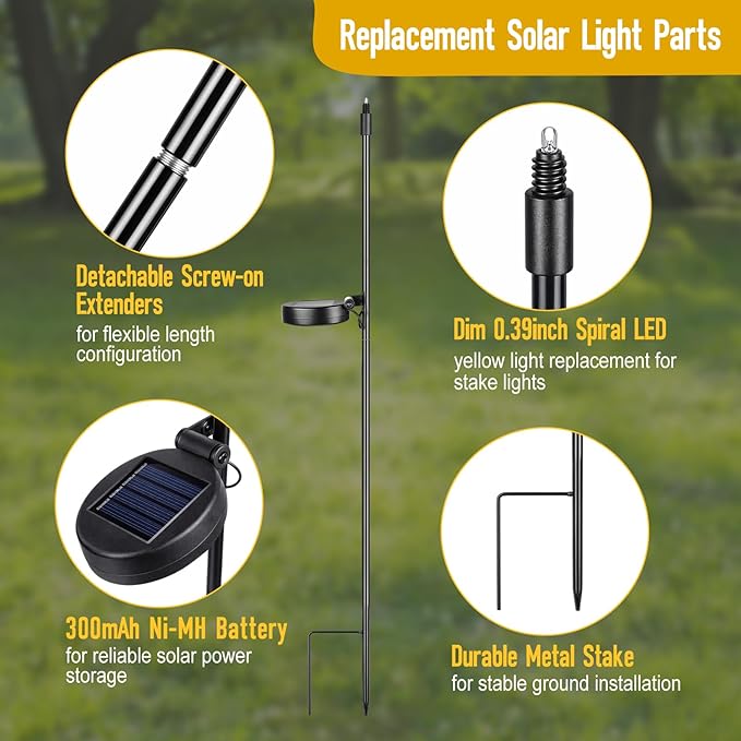 6 Pack Solar Stake Lights Outdoor Decorative Metal Ground Pathway LED Stake - Image 4