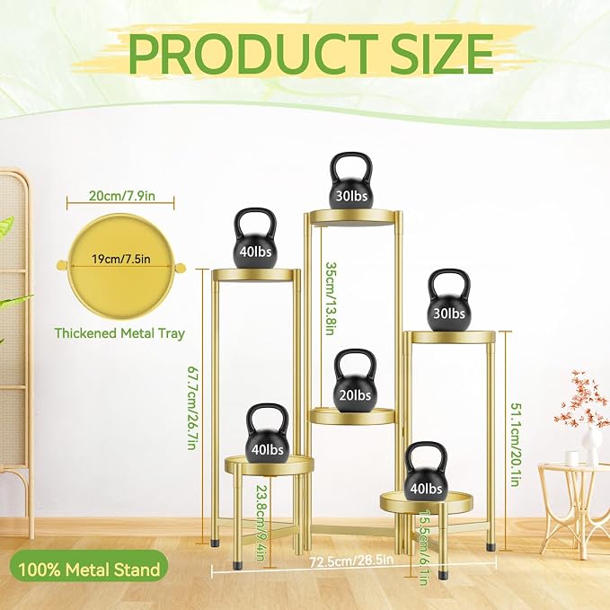 iDavosic.ly Plant Stand Indoor Outdoor, 6 Tier Corner Metal Flower Display - Image 3