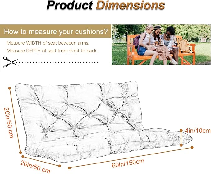 2-3 Seat Swing Replacement Cushion, Outdoor Bench Cushions - Image 6