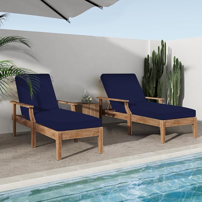 Chaise Lounge Cushions Outdoor, 4 Adjustable Ties Lounge Chair Cushions - Image 7