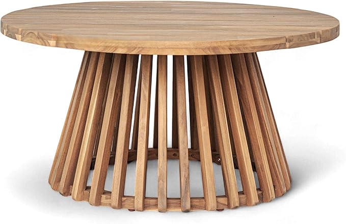 Christopher Knight Home Hakee Acacia Wood Patio Coffee Table, Round Coffee Table - Image 5