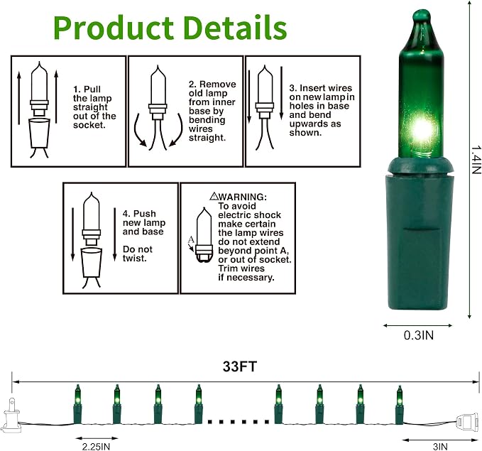 3 Sets Christmas Lights, 120V UL Certified Connectable St Patricks Day Light - Image 4