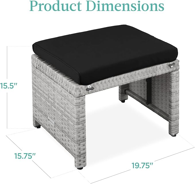 Best Choice Products Set of 2 Wicker Ottomans, Additional Seating, Side Table - Image 8