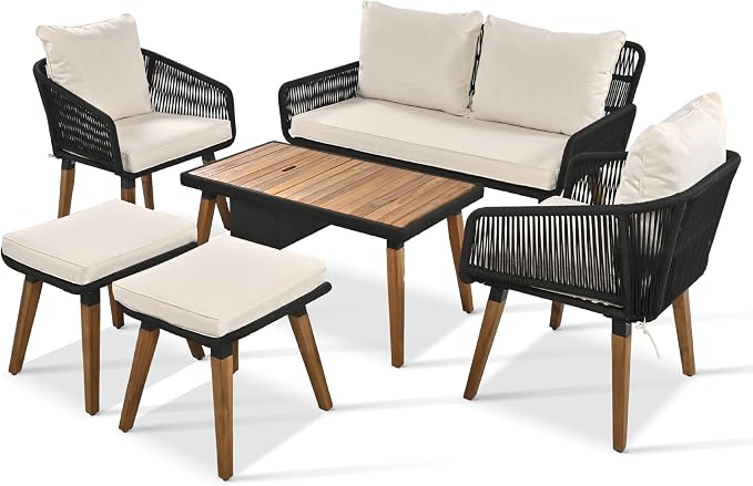 6-Piece Rope Patio Furniture Set, Outdoor Furniture - Image 5