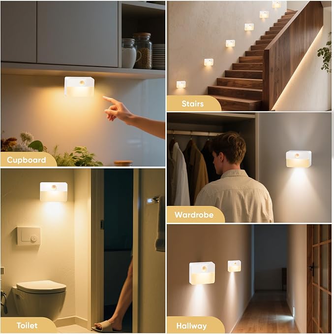 Motion Sensor Night Light for Indoor: 6 Pack Rechargeable Stair Lights LED 35 - Image 7