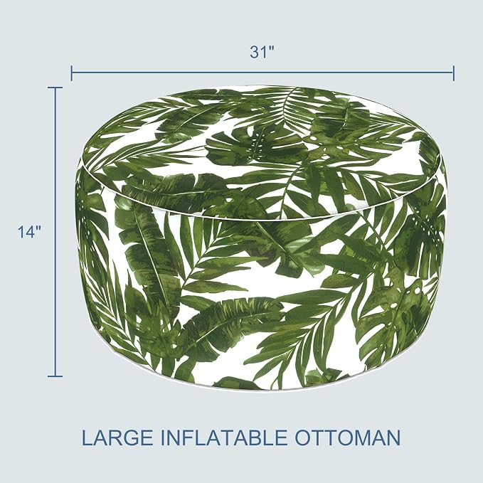 LVTXIII Indoor/Outdoor Extra Large Inflatable Ottoman Pouf D31 x H14 Inch - Image 3