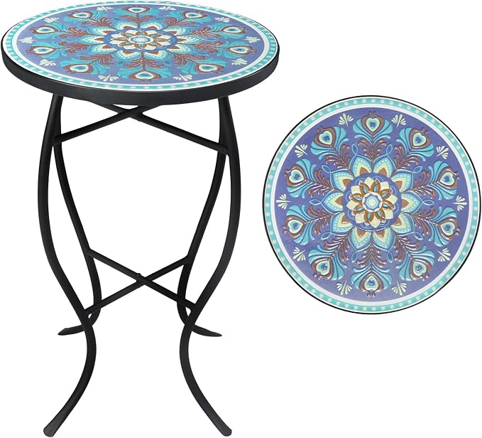 VCUTEKA Mosaic Outdoor Side Table, Living Room, Bistro Balcony or Lawn by VCUTEKA