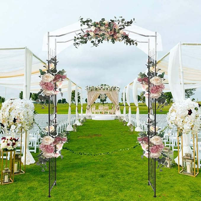 Garden Arbor with Side Garden Trellis, 7.5FT Metal Garden Arch - Image 8