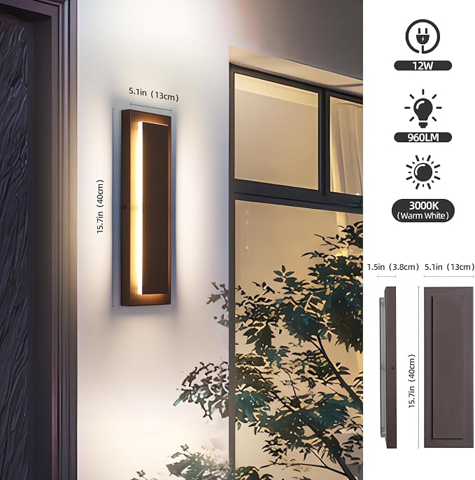 2 Packs Brown Outdoor Wall Sconce, Exterior Lights Fixture, Waterproof Wall - Image 2