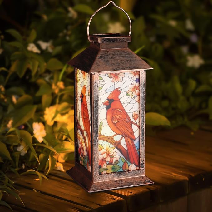 Solar Lantern Outdoor Waterproof Cardinal Garden Decor Birthday Gifts - Image 8