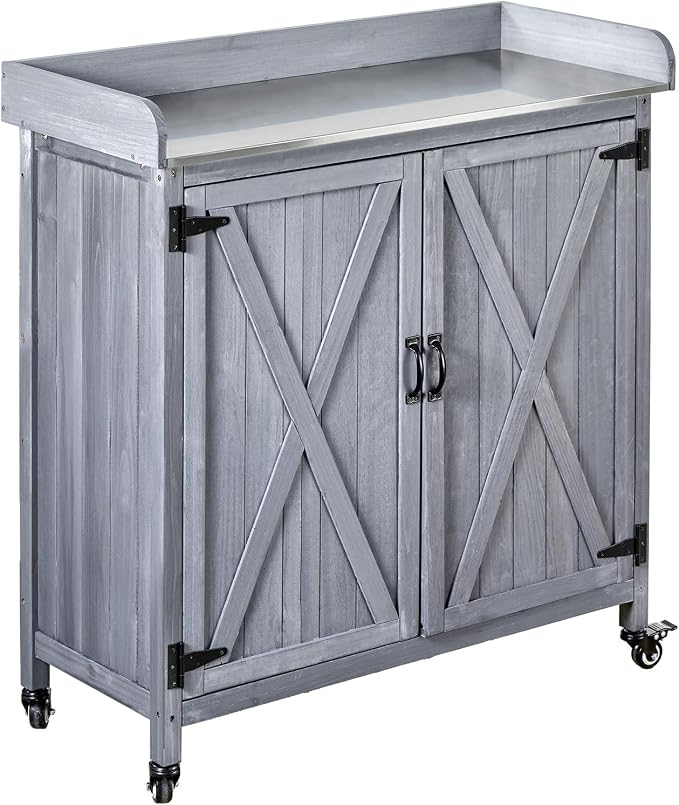 VEVOR Potting Bench Table, Outdoor Gardening Wooden Storage Cabinet - Image 9
