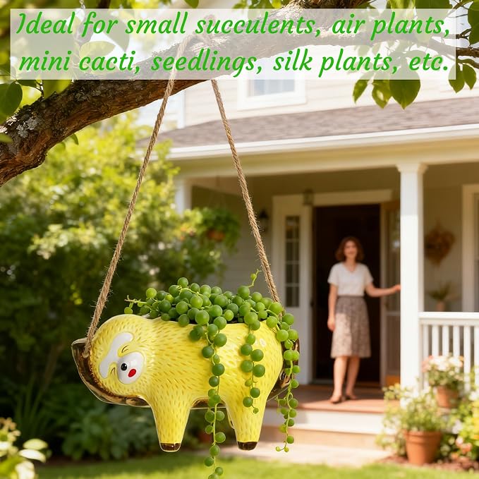 Hacaroa 2 Pack Sloth Hanging Planters - Image 8